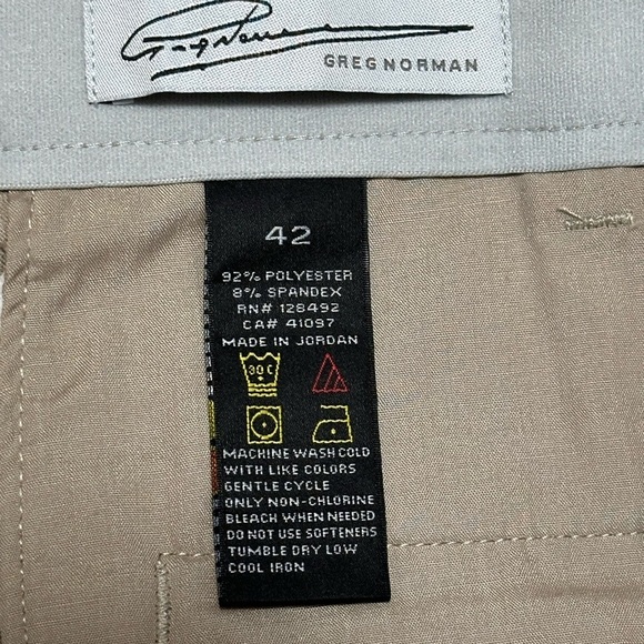 Men's Greg Norman 42 XL Golf Shorts Khaki Chino Khakis Flex Waist Stretch NWT - Picture 8 of 9